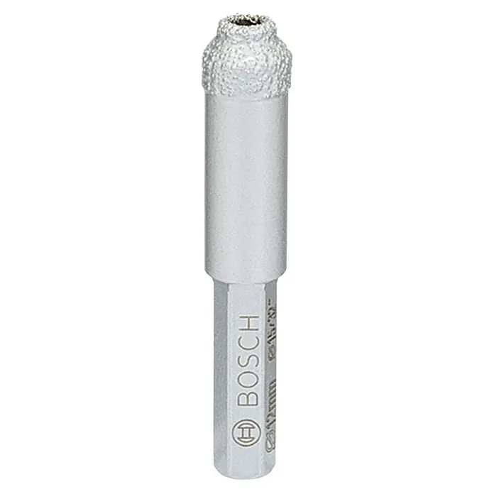 Bosch Broca diamantada para perforación en seco Ceramic - Diámetro: 12 mm, Diámetro vástago: 8 mm - Primer plano de una broca de diamante Bosch de 12 mm, ideal para perforaciones precisas en vidrio y cerámica.
