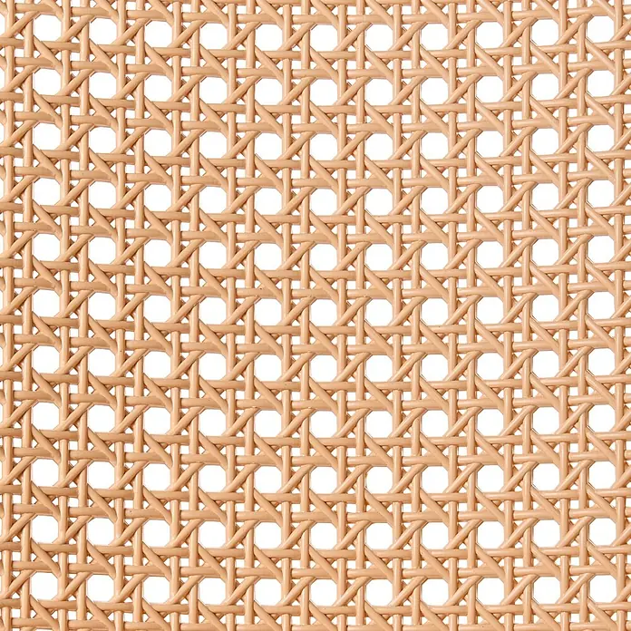 4er-Set Gartenstuhl PLOSE in Beige/Weiß -  - Hellbraunes Wiener Geflecht mit offenem, gewebtem Muster für Möbel oder Dekorplatten.