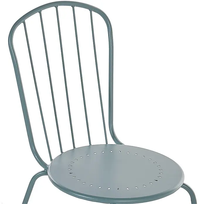 Beliani Gartenstuhl-Set CALVI - 8 Stk., Stahl, Blau, B x T x H: 40 x 47 x 89 cm - Metall-Bistrostuhl in Salbeigrün mit Spindelrückenlehne und runder, perforierter Sitzfläche.