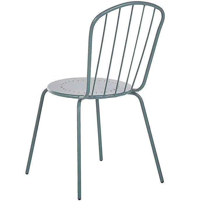 Beliani Gartenstuhl-Set CALVI - 8 Stk., Stahl, Blau, B x T x H: 40 x 47 x 89 cm - Türkisfarbener Metallstuhl mit Lattenrückenlehne und perforierter Sitzfläche.