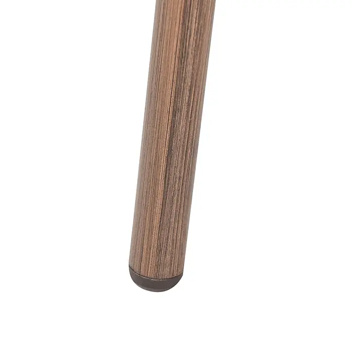 4er-Set Gartenstuhl CASPRI in Schwarz/Weiß/Braun -  - Nahaufnahme eines braunen Möbelbeins mit Holzmaserung und dunkler, abgerundeter Fußkappe.