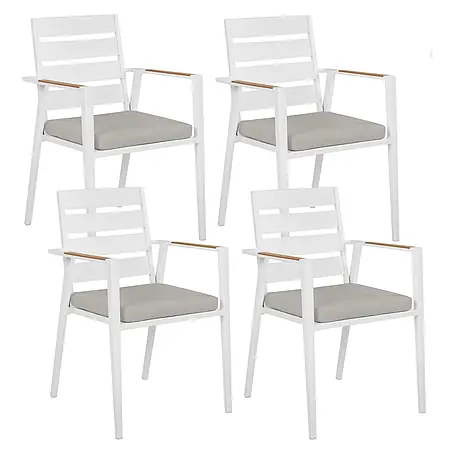 8er-Set Gartenstuhl TAVIANO in Weiß/Grau/Braun