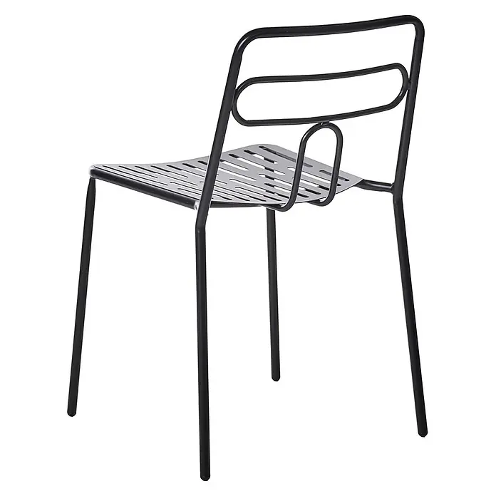 2er-Set Gartenstuhl AGEROLA in Schwarz -  - Schwarzer Metallstuhl mit perforierter Sitzfläche und Rückenlehne, geeignet für drinnen und draußen.