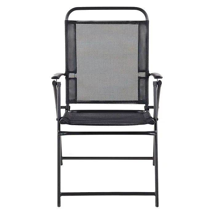 4er-Set Gartenstuhl LIVO in Schwarz -  - Schwarzer klappbarer Outdoor-Stuhl mit Netzlehne und -sitz sowie Metallrahmen.