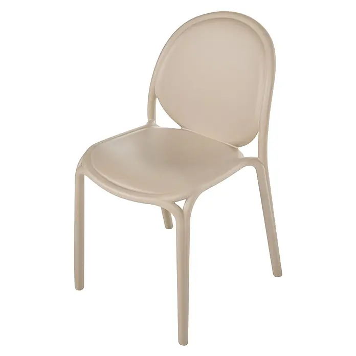 4er-Set Esszimmerstuhl BRUGNELLO in Beige -  - Hellbeiger Stuhl aus geformtem Kunststoff mit geschwungener Rückenlehne und Sitzfläche.