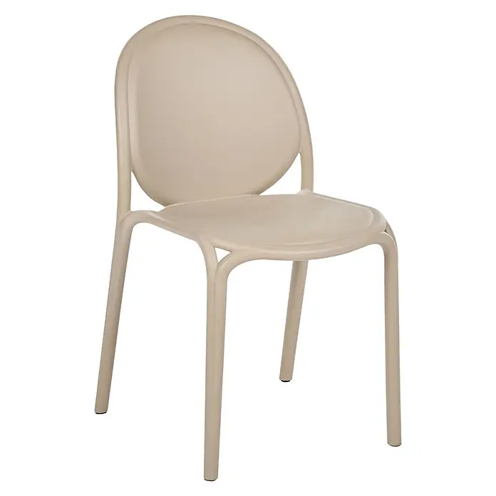 4er-Set Esszimmerstuhl BRUGNELLO in Beige -  - Beiger stapelbarer Kunststoffstuhl mit geschwungener Rückenlehne und Sitzfläche.