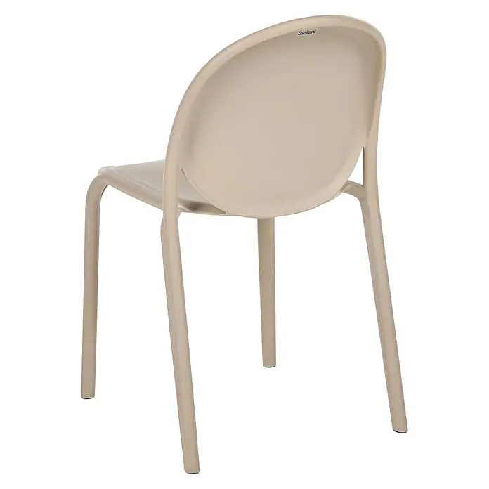 4er-Set Esszimmerstuhl BRUGNELLO in Beige -  - Hellbeiger Kunststoffstuhl mit geschwungener Rückenlehne, von hinten gesehen.