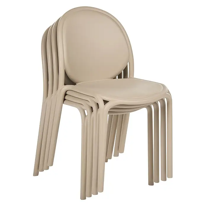 4er-Set Esszimmerstuhl BRUGNELLO in Beige -  - Mehrere stapelbare Stühle aus beigem Polypropylen.