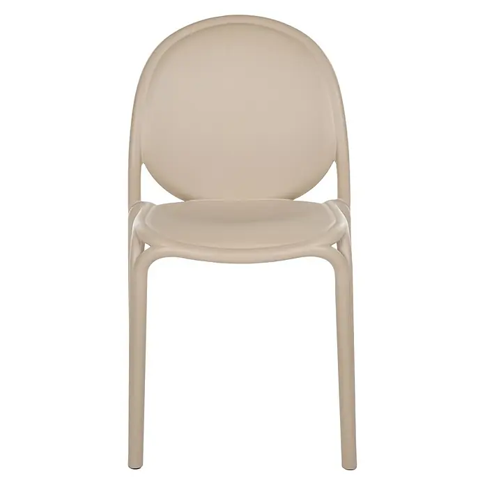 4er-Set Esszimmerstuhl BRUGNELLO in Beige -  - Moderner beigefarbener stapelbarer Kunststoffstuhl mit geschwungener Rückenlehne und Sitzfläche.