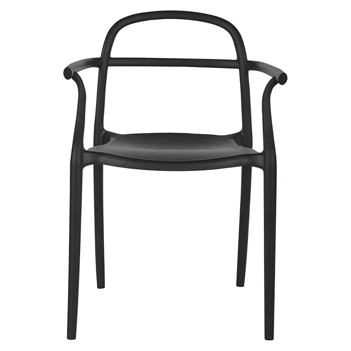 2er-Set Gartenstuhl VIDOR in Schwarz -  - Moderner schwarzer Stuhl mit Armlehnen und gebogener Rückenlehne, geeignet für Innen- oder Außenbereich.