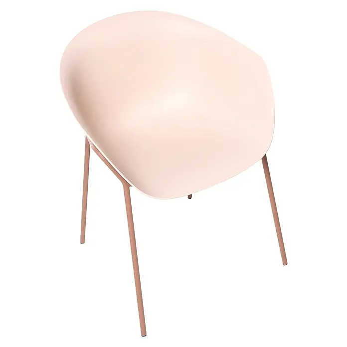 2er-Set Esszimmerstuhl METEORA in Beige/Braun -  - Hellrosafarbener Stuhl mit einer geschwungenen Schale und schlanken, passenden Metallbeinen.