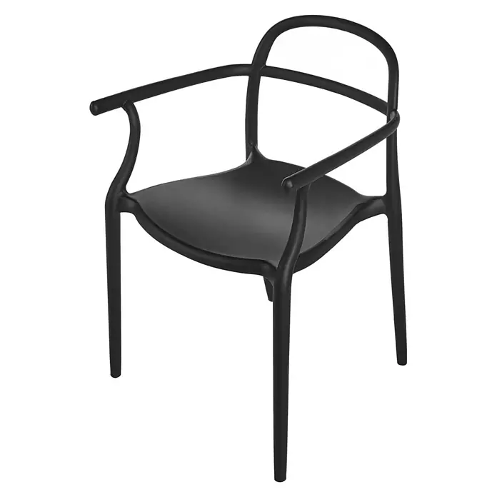 2er-Set Gartenstuhl VIDOR in Schwarz -  - Schwarzer Sessel aus geformtem Kunststoff.