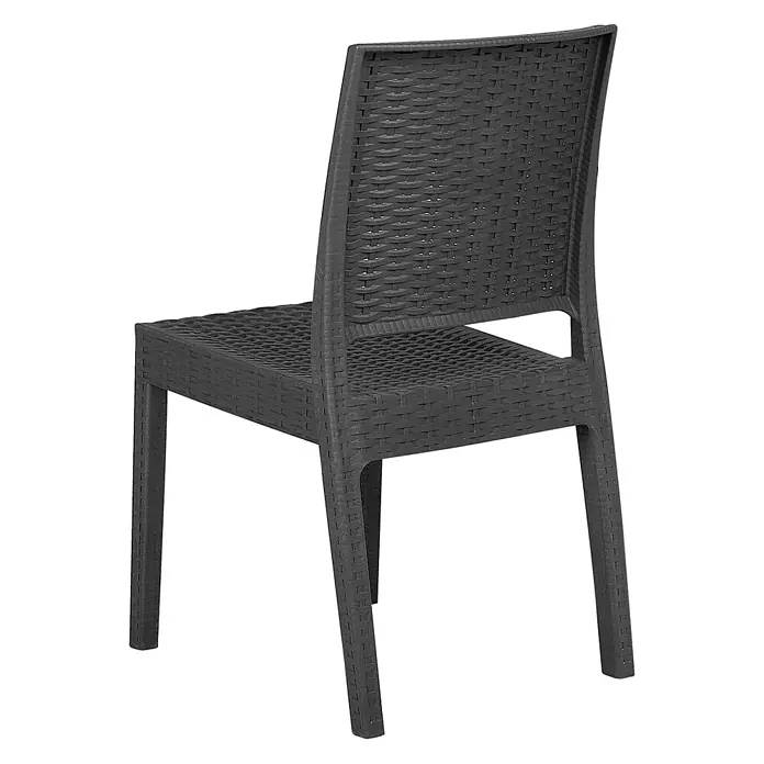 2er-Set Gartenstuhl FOSSANO in Grau -  - Dunkelgrauer Gartensessel in Rattan-Optik mit geflochtener Sitzfläche und Rückenlehne.