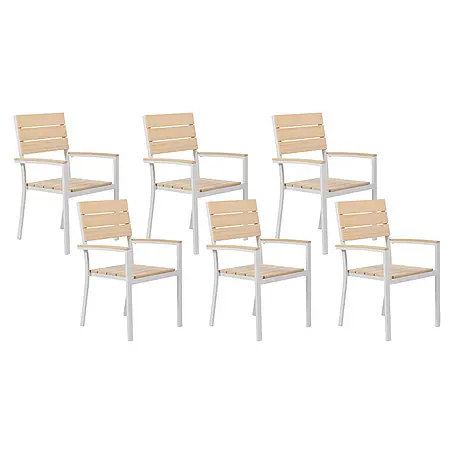 6er-Set Gartenstuhl COMO in Beige/Weiß