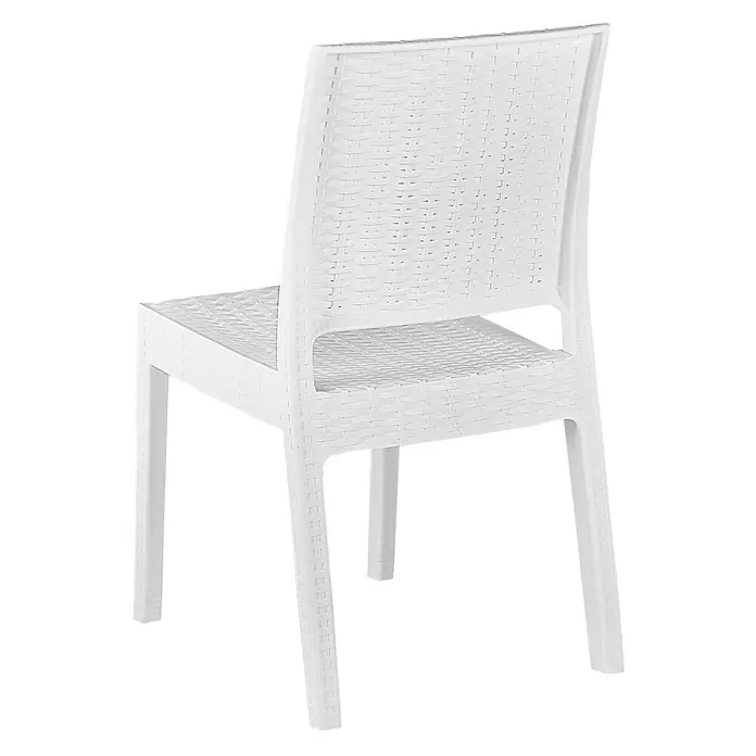 2er-Set Gartenstuhl FOSSANO in Weiß -  - Weißer Plastikstuhl mit geflochtener Rattan-Optik an Sitz und Rückenlehne.