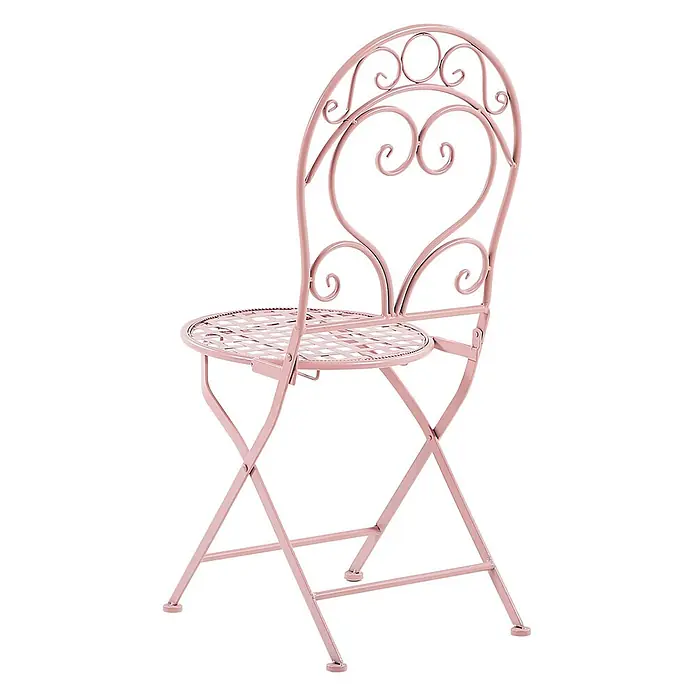 2er-Set Gartenstuhl ALBINIA in Rosa -  - Rosa Metall-Klappstuhl mit verziertem Rückenlehne und perforierter Sitzfläche.