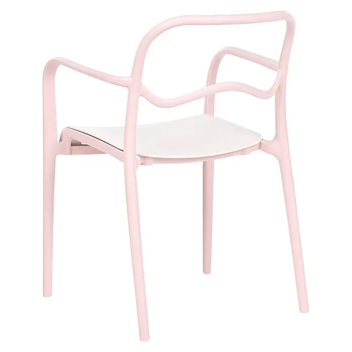 2er-Set Gartenstuhl THASOS in Rosa/Beige -  - Hellrosa Kunststoffsessel mit weißer Sitzfläche.