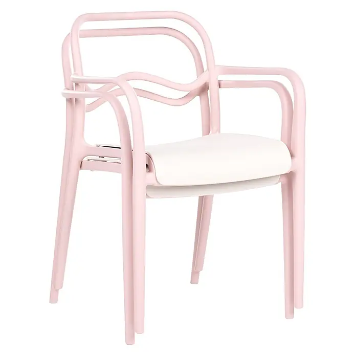 2er-Set Gartenstuhl THASOS in Rosa/Beige -  - Hellrosa Sessel aus geformtem Kunststoff mit weißer Sitzfläche.