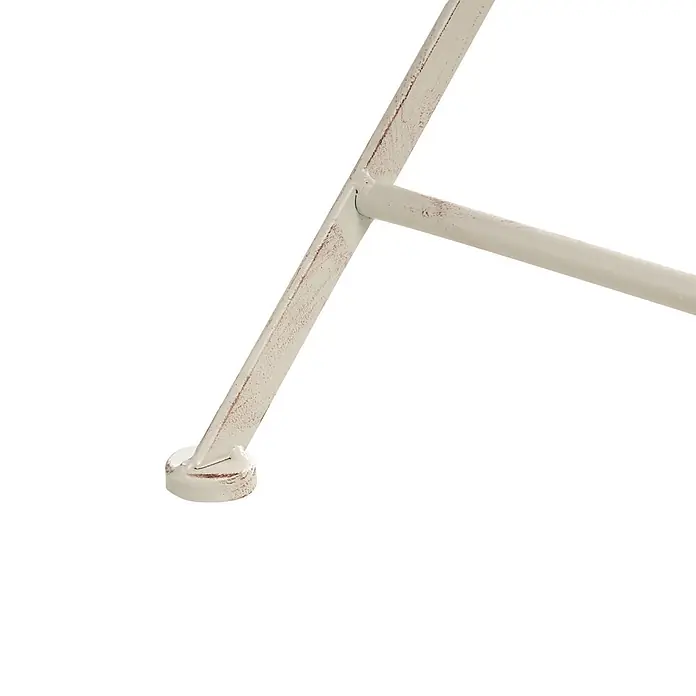 2er-Set Gartenstuhl JUINA in Beige -  - Cremefarbenes, patiniertes Möbelbein aus Metall mit Fußgleiter und Shabby-Chic-Finish.