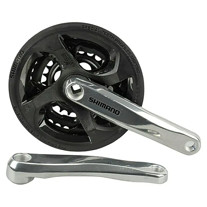 Shimano Kurbelgarnitur - Durchmesser: 170 mm, 42-34-24 Zähne - Shimano Kurbelgarnitur für Fahrräder, bestehend aus Kettenblatt und zwei Kurbelarmen, ideal für reibungsloses Schalten und zuverlässige Leistung.