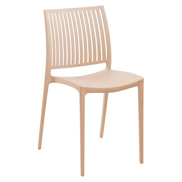 4er-Set Gartenstuhl ILLUMANI in Beige -  - Beiger Kunststoffstuhl mit Lamellenrückenlehne für bequemes Sitzen.