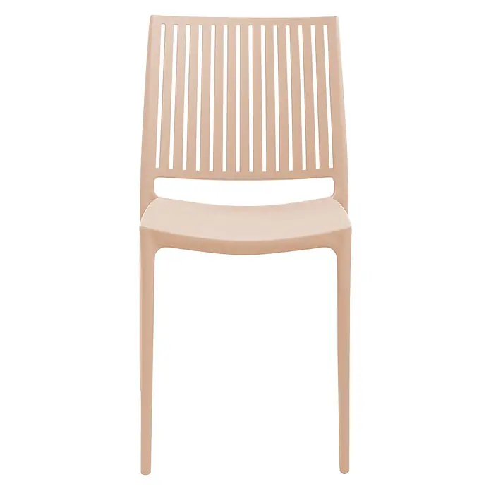 4er-Set Gartenstuhl ILLUMANI in Beige -  - Hellbrauner Plastikstuhl mit Lamellenlehne und geformter Sitzfläche.