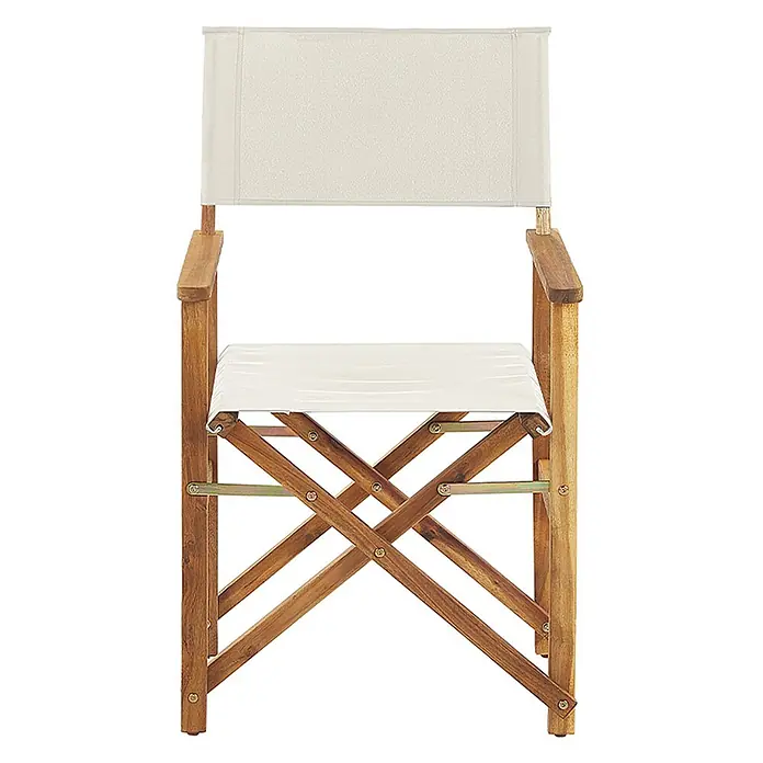 6er-Set Gartenstuhl CINE in Grün/Bunt/Grün -  - Klappbarer Regiestuhl aus Holz mit cremefarbenem Segeltuch-Sitz und Rückenlehne.