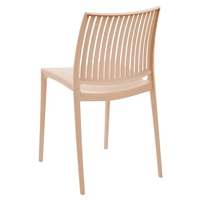 4er-Set Gartenstuhl ILLUMANI in Beige -  - Hellbeiger Kunststoffstuhl mit gebogener, lattenförmiger Rückenlehne.