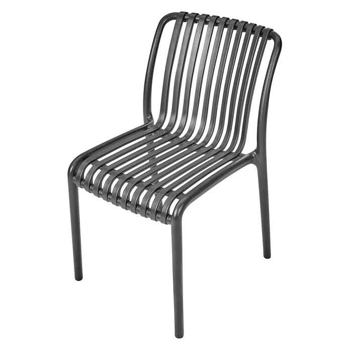 4er-Set Esszimmerstuhl ARICCIA in Schwarz -  - Moderner, dunkelgrauer Stuhl mit Lamellensitz und Rückenlehne.