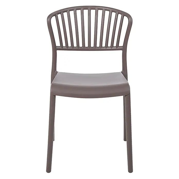 4er-Set Esszimmerstuhl GELA in Beige -  - Dunkelgrauer Kunststoffstuhl mit Lamellenrückenlehne und fester Sitzfläche.