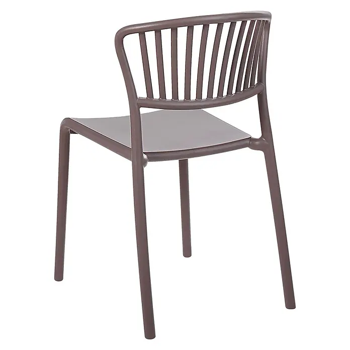 4er-Set Esszimmerstuhl GELA in Beige -  - Brauner moderner Stuhl mit Lamellenrückenlehne und massiver Sitzfläche.