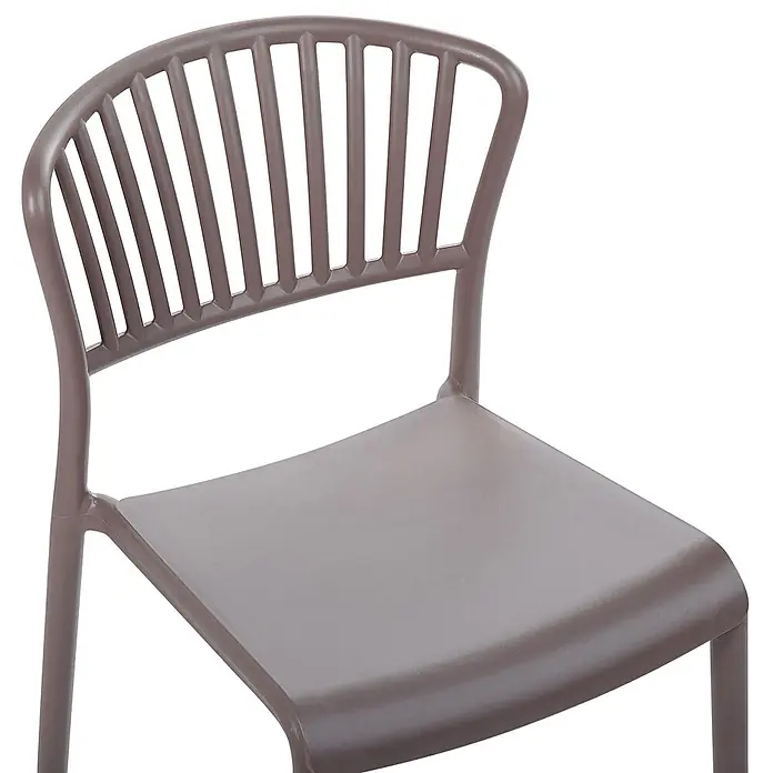 4er-Set Esszimmerstuhl GELA in Beige -  - Brauner Kunststoffstuhl mit lamellierter Rückenlehne und geschwungener Sitzfläche.
