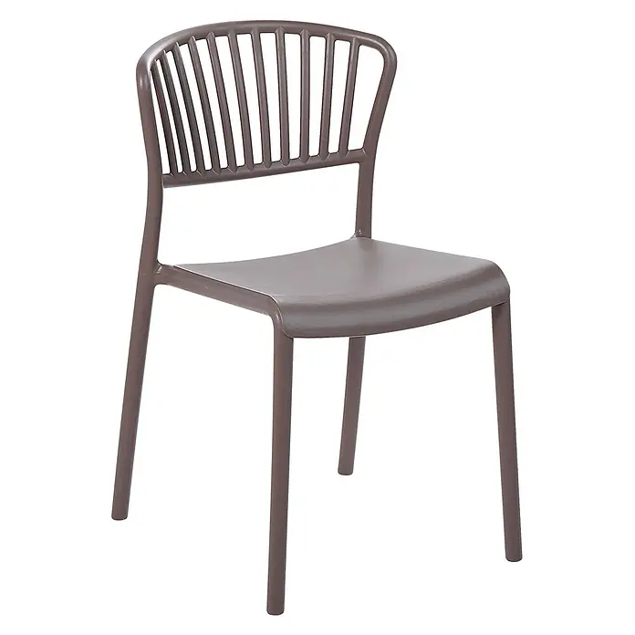 4er-Set Esszimmerstuhl GELA in Beige -  - Brauner Kunststoffstuhl mit Lattenrückenlehne.
