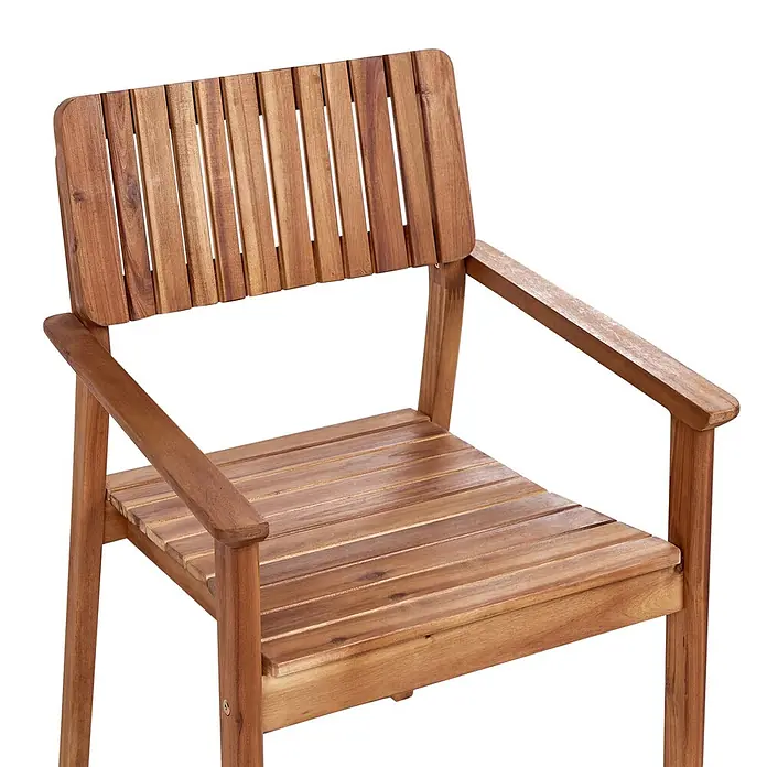 Beliani Gartenstuhl-Set AGELLO - 4 Stk., Akazienholz, Braun, B x T x H: 55 x 60 x 88 cm - Brauner Outdoor-Sessel aus Holzlatten.