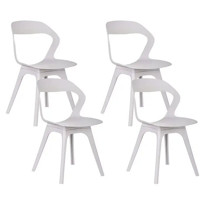 4er-Set Gartenstuhl LACHANIA in Beige -  - Vier weiße moderne Stühle mit geschwungenen Rückenlehnen im Set.