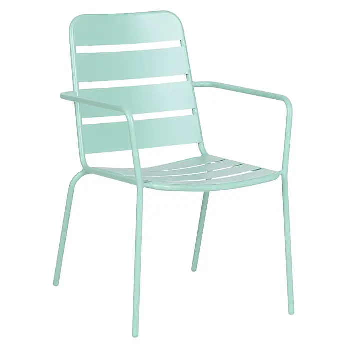 Beliani Gartenstuhl-Set TERENZO - 6 Stk., Eisen, Grün, B x T x H: 53 x 59 x 86 cm - Hellgrüner Metallstuhl mit Lattenrücken, Sitz und Armlehnen.