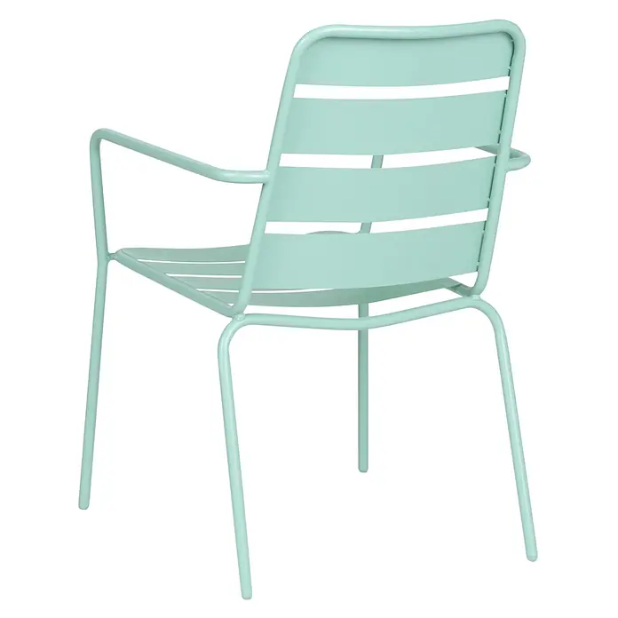 Beliani Gartenstuhl-Set TERENZO - 6 Stk., Eisen, Grün, B x T x H: 53 x 59 x 86 cm - Hellgrüner Metall-Sessel mit Lamellenrückenlehne und Sitz.