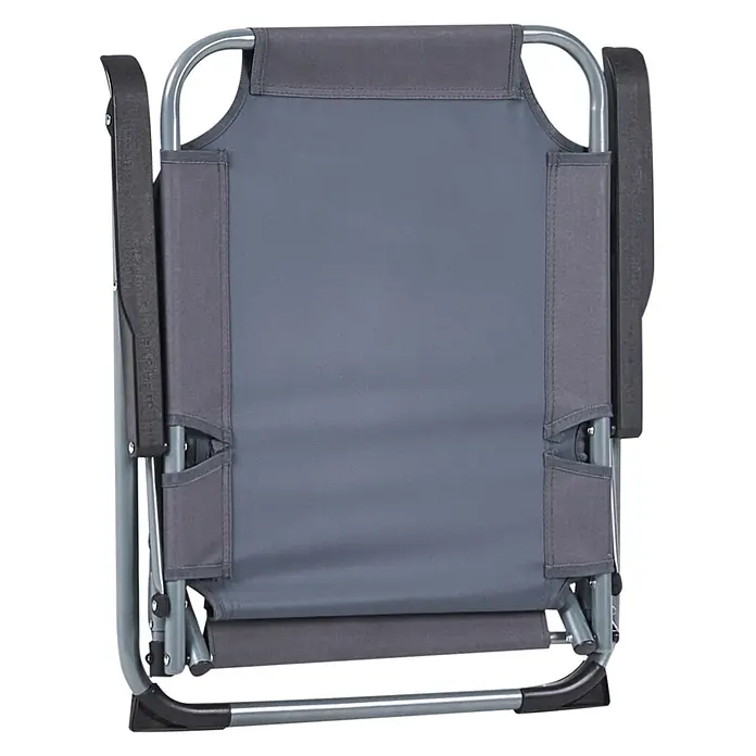 4er-Set Gartenstuhl GALATSI in Grau/Schwarz -  - Zusammengeklappter grauer Campingstuhl mit Metallgestell, bereit für Transport oder Lagerung.