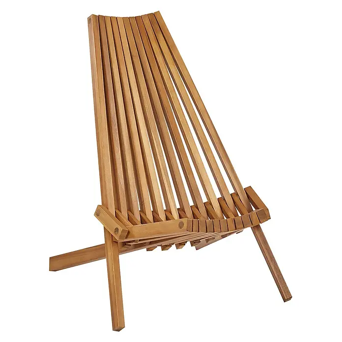 Beliani Gartenstuhl-Set BELLANO - 2 Stk., Akazienholz, Klappbar, Braun, B x T x H: 88 x 57 x 83 cm - Ein Holzlattenstuhl mit Naturholzfinish, schräg gestellt für eine entspannte Sitzposition.