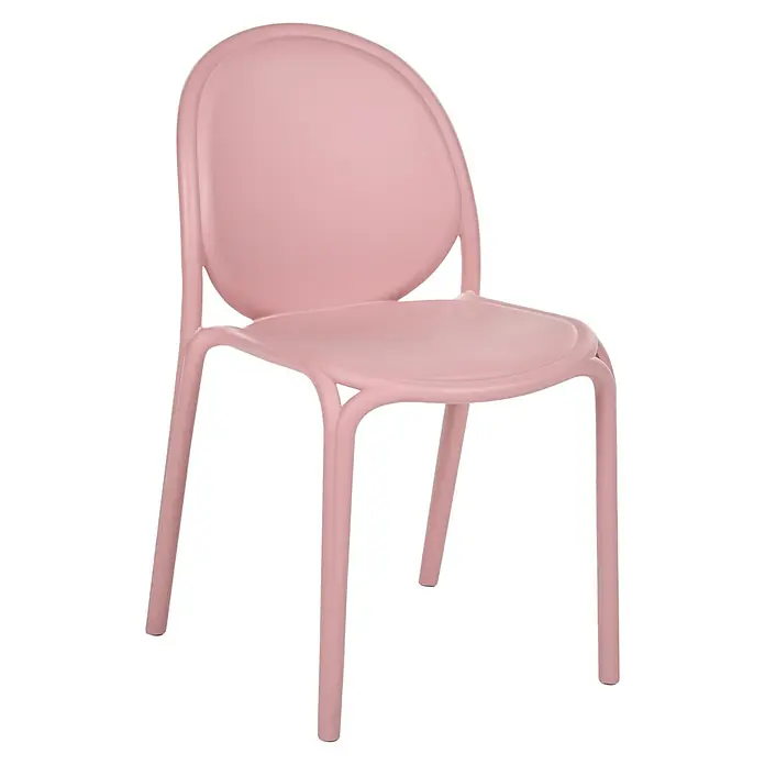 4er-Set Esszimmerstuhl BRUGNELLO in Rosa -  - Hellrosa Kunststoffstuhl mit geschwungener Rückenlehne und modernem Design.