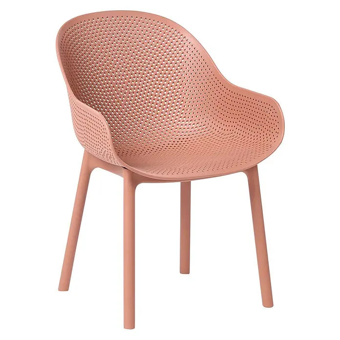 4er-Set Esszimmerstuhl TIGGIANO in Orange -  - Moderner, pfirsichfarbener, perforierter Kunststoffsessel.