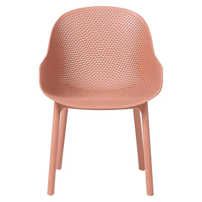 4er-Set Esszimmerstuhl TIGGIANO in Orange -  - Pfirsichfarbener, perforierter Kunststoffstuhl mit integrierten Armlehnen.