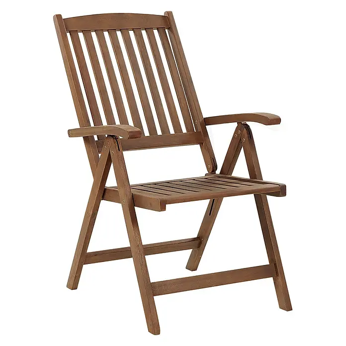 6er-Set Gartenstuhl AMANTEA in Braun/Beige -  - Brauner klappbarer Holzstuhl mit Lattenrückenlehne und Armlehnen.