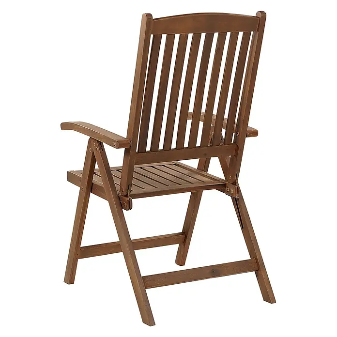 6er-Set Gartenstuhl AMANTEA in Braun/Beige -  - Dunkelbrauner Holzklappstuhl mit Armlehnen, Lattenrostsitz und Rückenlehne.