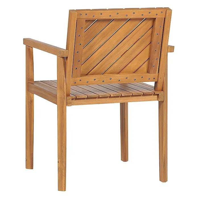 Beliani Gartenstuhl-Set BARATTI - 6 Stk., Akazienholz, Braun, B x T x H: 55 x 40 x 82 cm - Brauner Holz-Gartenstuhl mit Lattenrostsitz, Rückenlehne und Armlehnen.