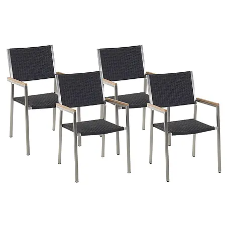 4er-Set Gartenstuhl GROSSETO in Schwarz/Silber