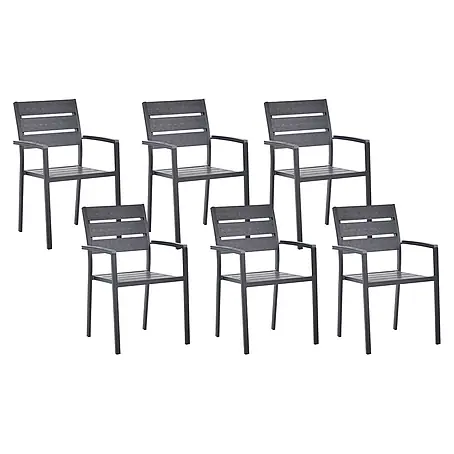 6er-Set Gartenstuhl VERNIO in Schwarz/Schwarz