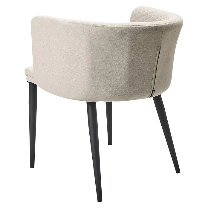 2er-Set Gartenstuhl LIMASSON in Beige/Schwarz -  - Rückansicht eines beigefarbenen Polsterstuhls mit gesteppter Rückenlehne und schwarzen, konischen Beinen.