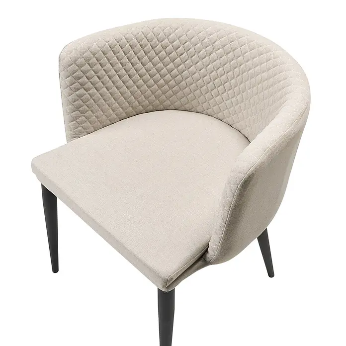 2er-Set Gartenstuhl LIMASSON in Beige/Schwarz -  - Heller beiger Polstersessel mit gesteppter Rückenlehne, glatter Stoffauflage und dunklen konischen Beinen.