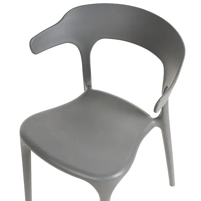 8er-Set Gartenstuhl GUBBIO in Grau -  - Grauer Monobloc-Kunststoffstuhl mit geschwungener Rückenlehne und integrierten Armlehnen.